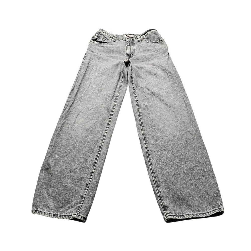Levis Premium Baggy Dad Jeans Womens 25 Grey Denim Wide Leg High Rise 4970